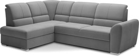 Szürke bársony kinyitható-tárolóhelyes sarokkanapé (bal oldali-L alakú) Siber – ELTAP
