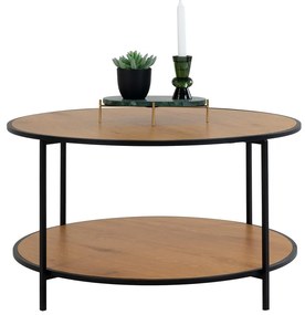 Natúr színű kerek dohányzóasztal tölgyfa dekoros asztallappal ø 80 cm Vita – House Nordic