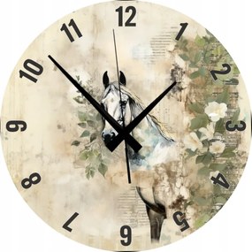 Dekoratív falióra Konyha Nappaliba Ló virágokkal 45 cm