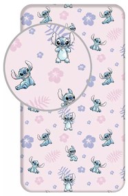 Lilo és Stitch A csillagkutya gumis lepedő pink 90x200 cm