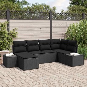 Kerti Kanapé Szett 6 pcs Fekete 264 x 154 x 85 cm Poli rattan