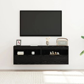 TV faliszekrény LED világítással 2 db Fekete tölgy 60x30x40 cm