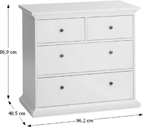 Komód, DTD fóliázott/MDF festett, fehér, PARIS 76716