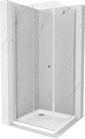 Mexen Lima zuhanykabin 80x80cm, 6mm üveg, króm profil - átlátszó üveg + Vékony zuhanytálca - 856-080-080-00-00-4010