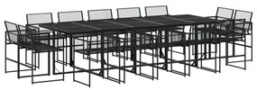 15 részes fekete polyrattan kerti étkezőgarnitúra