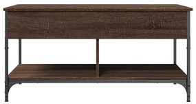 Barna tölgy színű szerelt fa és fém dohányzóasztal 100x50x50 cm