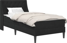 vidaXL Ágykeret matraccal Falra szerelhető 2 pcs Fekete Bársony
