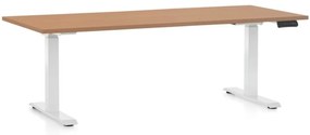 Állítható magasságú asztal OfficeTech C, 180 x 80 cm, fehér alap, bükkfa
