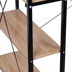 Polcos íróasztal / számítógépasztal 100×52 cm, masszív fém vázzal, fekete–sonoma tölgy – Intenso Home