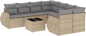 vidaXL 9 részes bézs polyrattan kerti ülőgarnitúra párnákkal