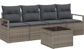 vidaXL Kerti Kanapé Szett 5 pcs Szürke 55 x 55 x 37 cm polirattan