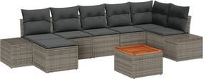 vidaXL Kerti Kanapé Szett párnával 8 pcs Szürke polirattan
