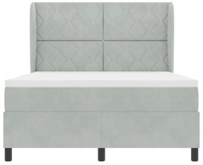 Boxspring Ágy Matraccal Világosszürke 140x190 cm Bársonyos