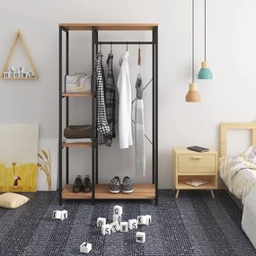 Intenso Home ruhafogas polcokkal 90 x 167cm sonoma tölgy | Előszobai ruhatároló cipőtartóval / nyitott gardrób