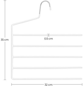 Csúszásmentes nadrágakasztók 4 db-os készlet, 32 x 35 x 0,5 cm, fehér