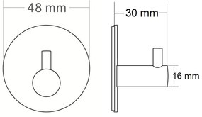 Sapho, Öntapadó akasztó, kerek, fekete matt, 32204