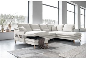 Bézs kinyitható sarokkanapé (jobb oldali-U alakú) Charming Charlie – Miuform