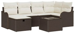 vidaXL Kerti Kanapé Szett párnával tárolóval 7 pcs Barna Poli rattan