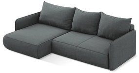 Szürke kinyitható-tárolóhelyes sarokkanapé (bal oldali) Nanea – Makamii