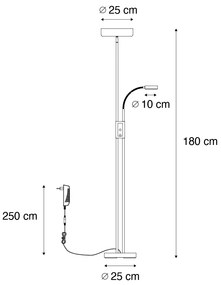 Állólámpa bronz LED-del és dimmerrel, olvasólámpával - Kelso