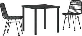 vidaXL Kert étkező szett 3 pcs Fekete Porszórt acél