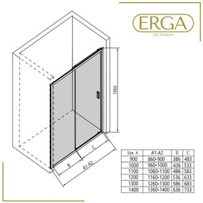 Erga Alpine, nyíló zuhanyajtó 140x195 cm, 6 mm átlátszó üveg, króm profil, ERG-V02-ALPINE-D140-CR