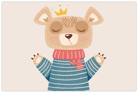 Kép - Bézs mackó koronával (90x60 cm)