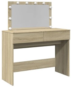 sonoma tölgy színű fésülködőasztal LED-del 100 x 40 x 120 cm