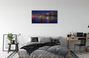 Canvas képek Varsó város éjszaka folyó híd 120x60 cm