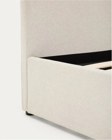 Bézs kárpitozott ágyneműtartós franciaágy ágyráccsal 180x200 cm Nahiri – Kave Home