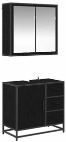 Fürdőszoba bútor szett 2 pcs Musta tammi 65 x 33 x 60 cm