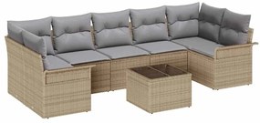 vidaXL Kerti Kanapé Szett párnával 8 pcs Bézs polirattan