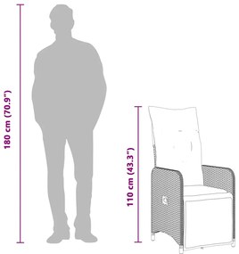 vidaXL 11 részes fekete polyrattan kerti bisztrógarnitúra párnákkal