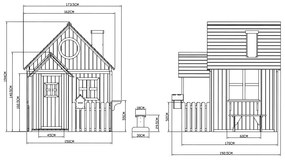 Fából készült kerti ház paddal, verandával és postaládával, BULEN