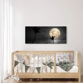 Kép - A strand a telihold alatt szürke tónusokkal (120x50 cm)
