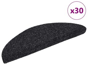 öntapadós lépcsőszőnyegek 30 db, 56 x 17 x 3 cm, fekete, félkör alakú
