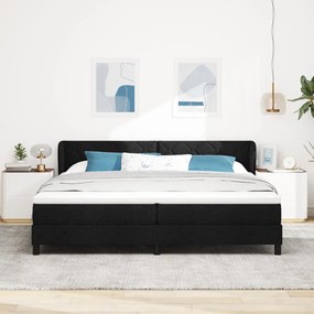 Fekete Box Spring Ágy Mattal, 200x200 cm, Szövet
