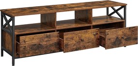 TV szekrény polcokkal és fiókokkal, rusztikus barna 147x40x50cm