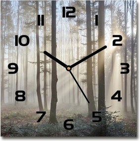 Csendes üveg falióra Köd az erdőben 30x30cm