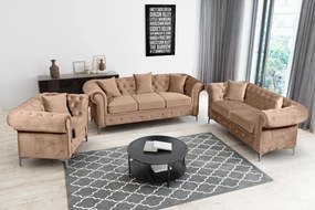 Kinyitható luxus 2-es ülés, világosbarna Velvet szövet, ROMANO