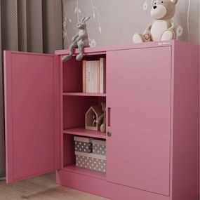 Alacsony fém irattartó szekrény BEATA, 900 x 930 x 400 mm, Fresh Style: púderrózsaszín