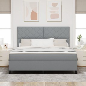 Box Spring Ágy Matraccal Világosszürke Szuper Király Szövet