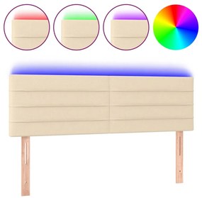 krémszínű szövet LED-es fejtámla 144x5x78/88 cm