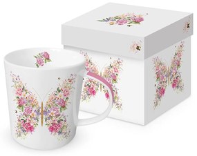 Nagy pillangós porcelán bögre díszdobozban Papillon et fleurs