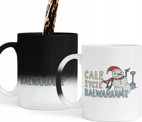 Bögre Mágikus Logó Karácsonyi Ajándék Egész Élet Hóemberekkel +ingyenes Szöveg