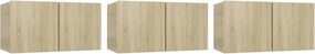vidaXL 3 db sonoma tölgy függő TV-szekrény 60 x 30 x 30 cm