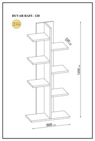 Natúr színű könyvespolc borovi fenyő dekorral 50x120 cm Long – Gauge Concept