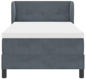 Kárpitozott Ágy Rugós Matraccal Sötétszürke 90x190 cm Bársonyos
