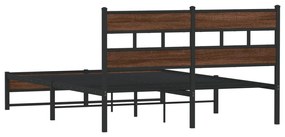 barna tölgy színű fém ágykeret matrac nélkül 140 x 200 cm
