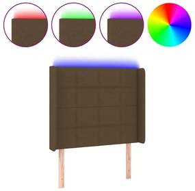 sötétbarna szövet LED-es fejtámla 93x16x118/128 cm